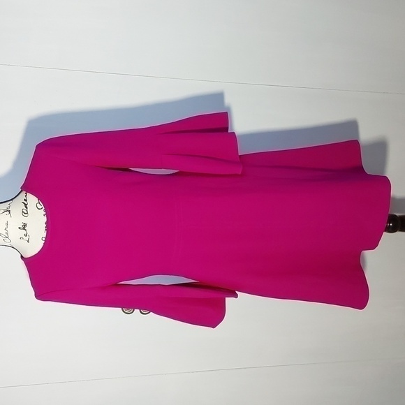 Eliza J - Womens Hot Pink Party Dance Midi Dress  Flare Sleeves Modern Sz.4 - Picture 1 of 9